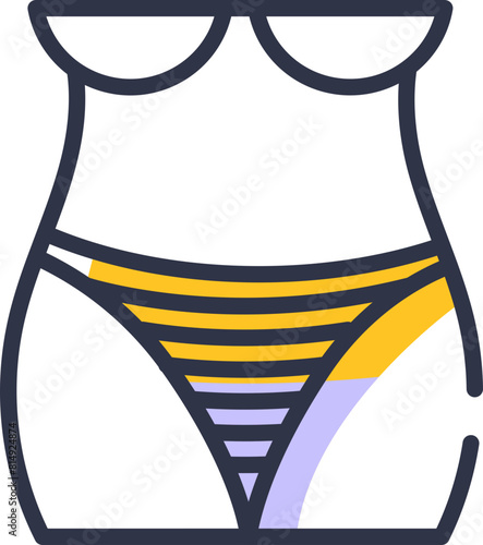 Woman body outline icon with summer bikini swimsuit, outline graphic design