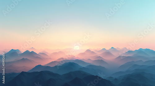 Panoramic view of a mountain range at sunrise  suitable for wallpaper  wide format