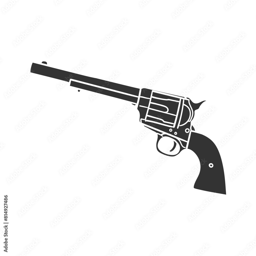 Simple Revolver Symbol Revolver Icon Silhouette Illustration. Gun Vector Graphic Pictogram ...