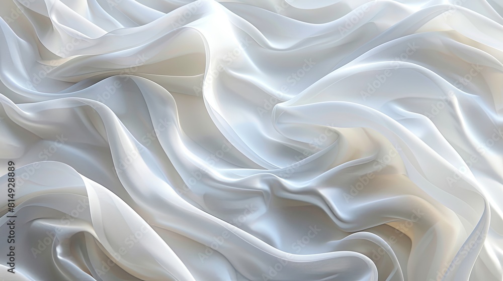 White silk fabric with pleats and folds. White silk fabric with pleats and folds.