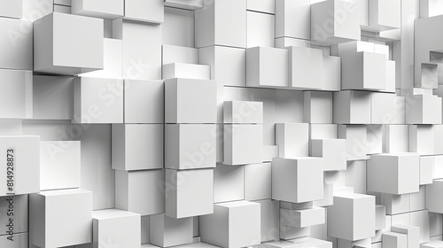 White abstract 3d background. Randomly cubes.