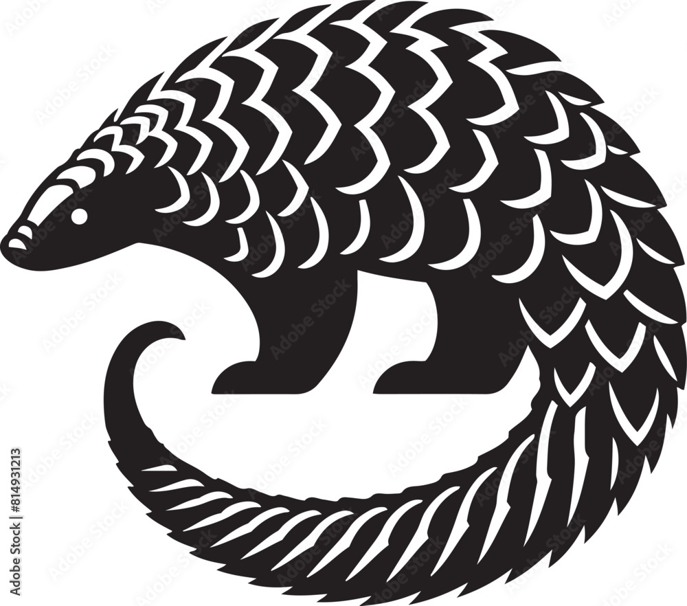 Fototapeta premium Pangolin silhouette vector illustration.
