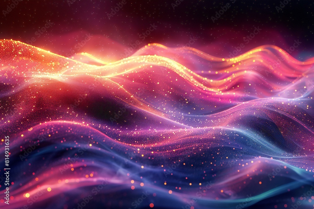 Abstract background with glowing particles,   rendering,  illustration