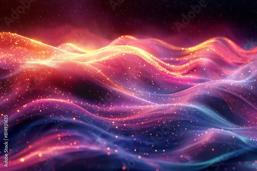 Abstract background with glowing particles,   rendering,  illustration © Quan