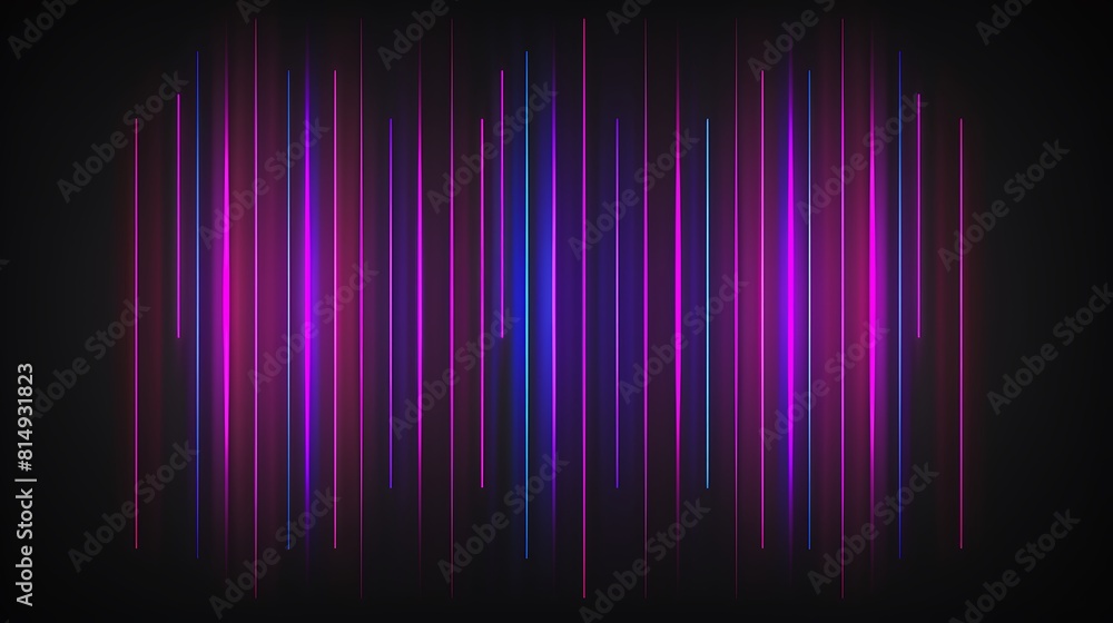 abstract ascending pink blue neon lines isolated on black background. 