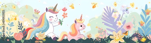 Magical Unicorn Teacher Guiding Adorable Animal Students with Nature Lessons