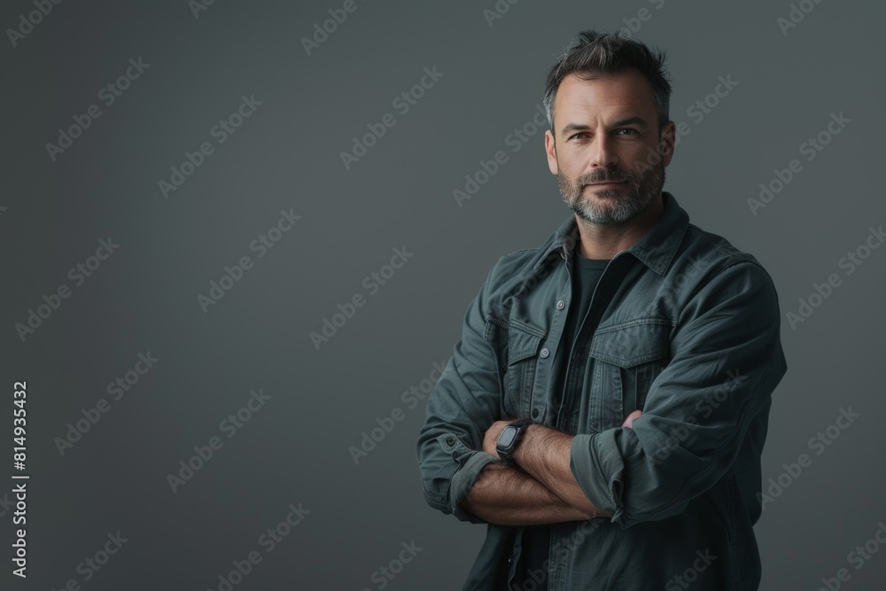Obraz premium Mature Man with Gray Hair. Generative AI.