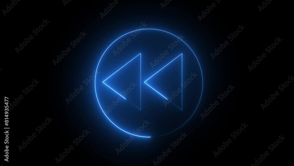 Previous button. Music arrow button symbol. Glowing neon arrow sign. Previous button. Music arrow button symbol. Glowing neon arrow sign.