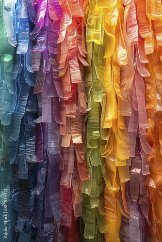 Vivid Display of Recycled Fabric and Plastics, Promoting Creative Reuse