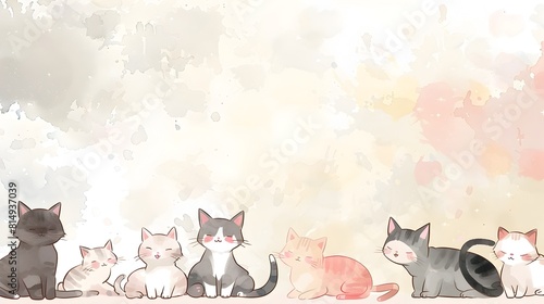 Adorable Kittens Cuddling in Cozy Pastel Watercolor Atmosphere