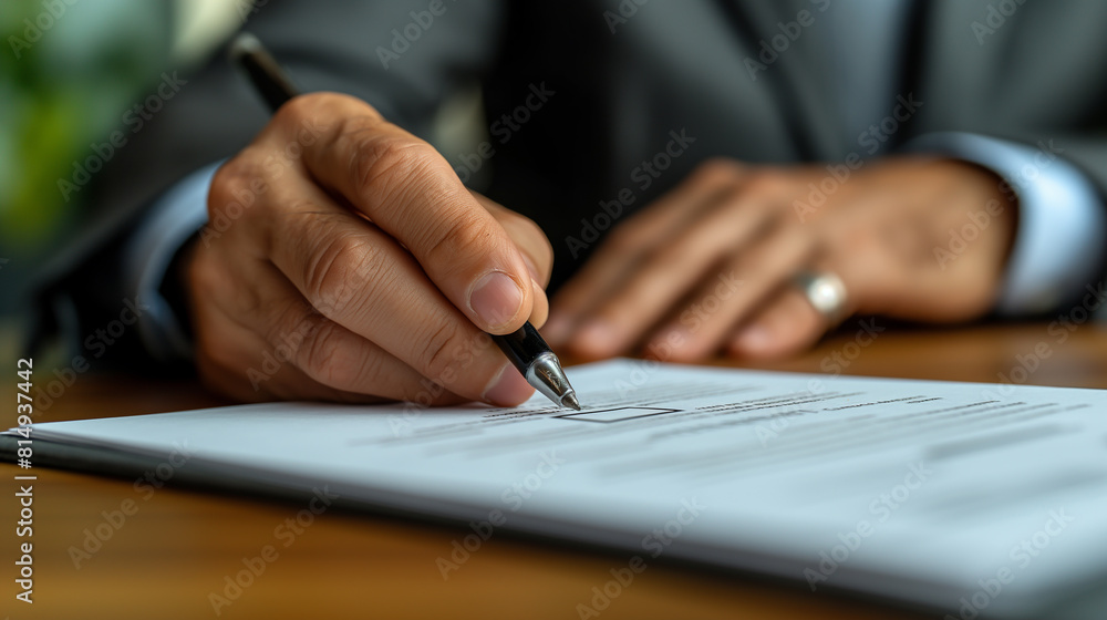 Close-up of a man signing a contract with a pen, Businessman signing contract at table in office. Businessman signing contract, Close-up of a man signing a contract with a pen, Businessman signing contract at table in office. Businessman signing contract,