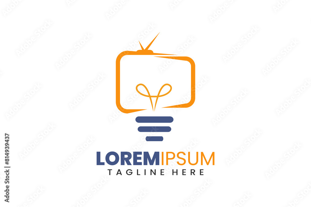 Fototapeta premium Lamp television Modern Flat Unique logo template and Minimalist television bulb logo template design