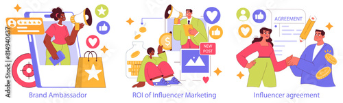 Influencer Marketing. Flat Vector Illustration