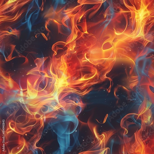 Fire and flames seamless pattern background