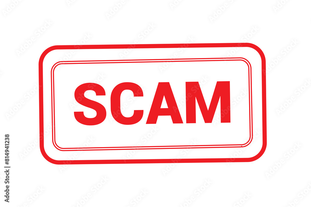Vector illustration of the word Scam in red ink stamp Vector illustration of the word Scam in red ink stamp