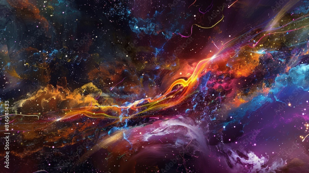 Fototapeta premium Celestial symphony with vibrant ribbons of energy backdrop