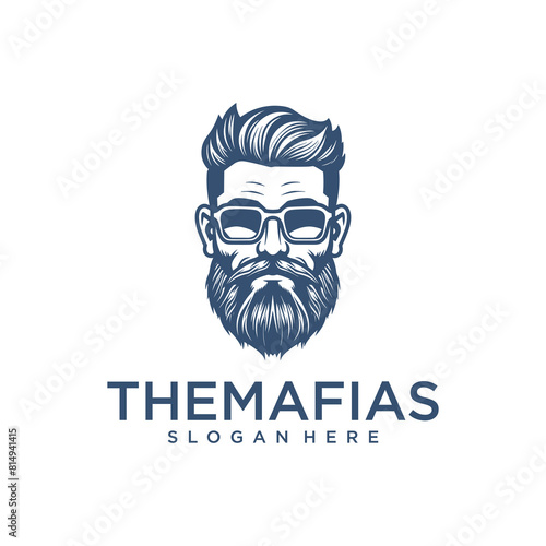 Man with beard, barber shop logo vector illustration
