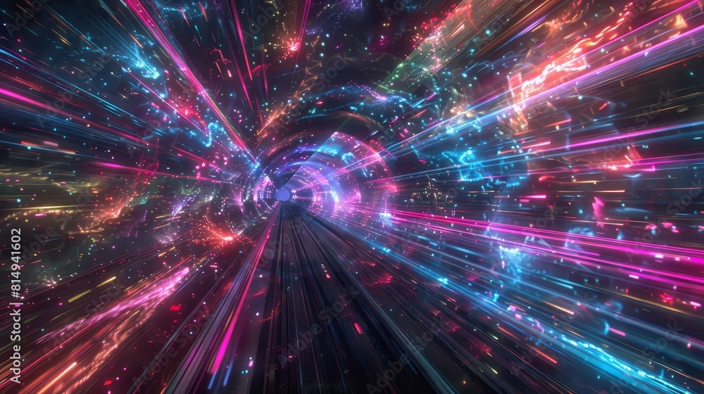 Hypnotic neon-lit labyrinth with vibrant colors backdrop Hypnotic neon-lit labyrinth with vibrant colors backdrop