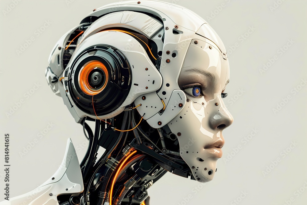 Fototapeta premium Futuristic female robot profile view