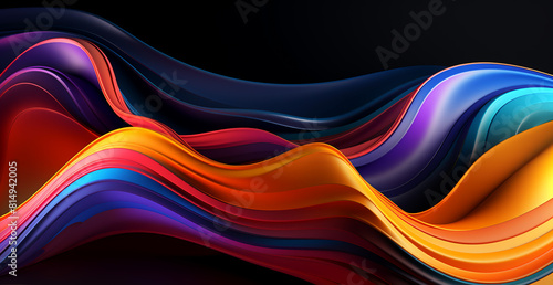 abstract fluid design with colorful liquid shapes on dark background