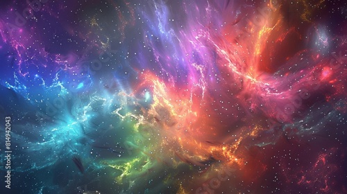 Celestial kaleidoscope with vibrant energy swirling backdrop