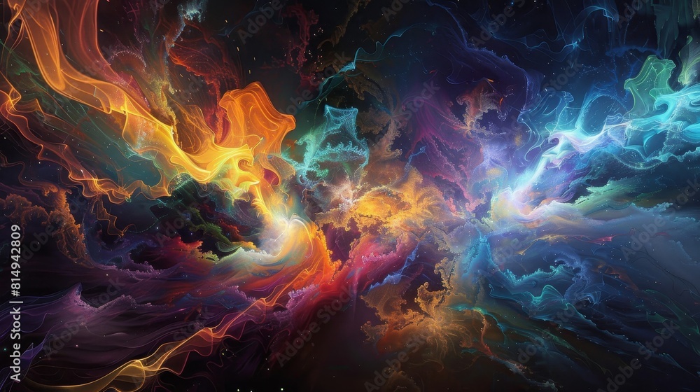 Obraz premium Colorful digital collage with abstract shapes backdrop