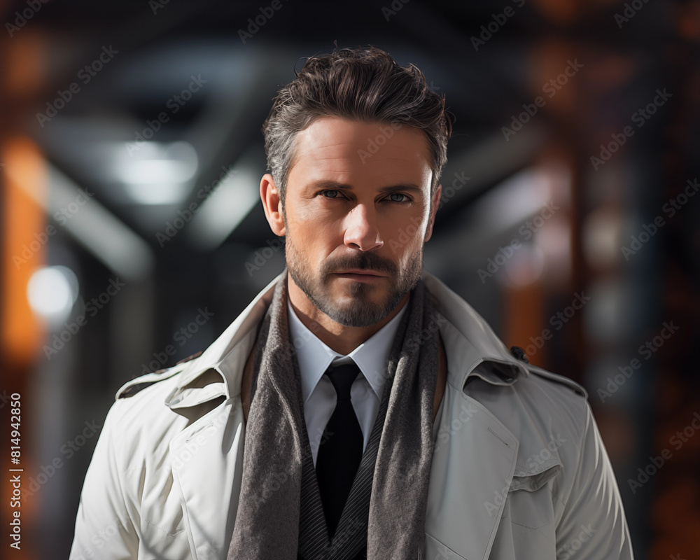 Naklejka premium Man model on sale background.