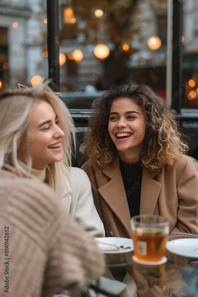 Happy businesswomen having fun at cafe Happy businesswomen having fun at cafe