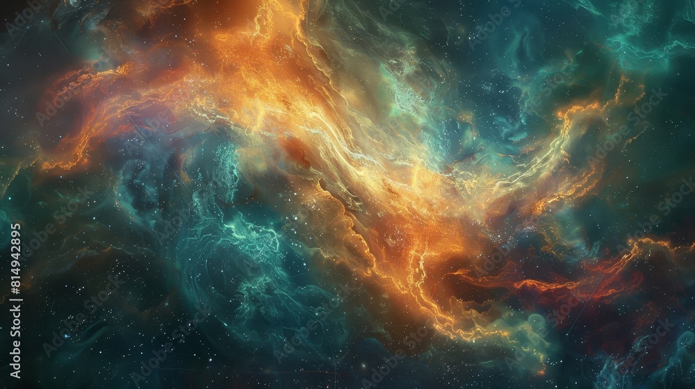 Hypnotic nebulous cloud with vibrant gas backdrop Hypnotic nebulous cloud with vibrant gas backdrop