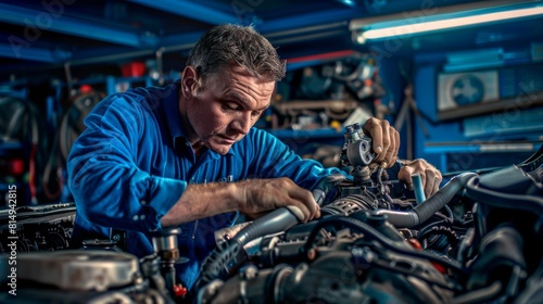 A Mechanic Tuning a Car Engine