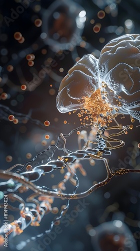 Detailed 3D Diagram Illustrating Insulin s Effects on Neurotransmitter Synthesis and Release in the photo