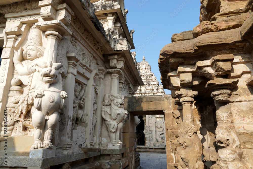 Ancient Hindu temple. Historic Shiva Temple carved with Sandstone sculptures of God and animals. Ancient Hindu temple. Historic Shiva Temple carved with Sandstone sculptures of God and animals.