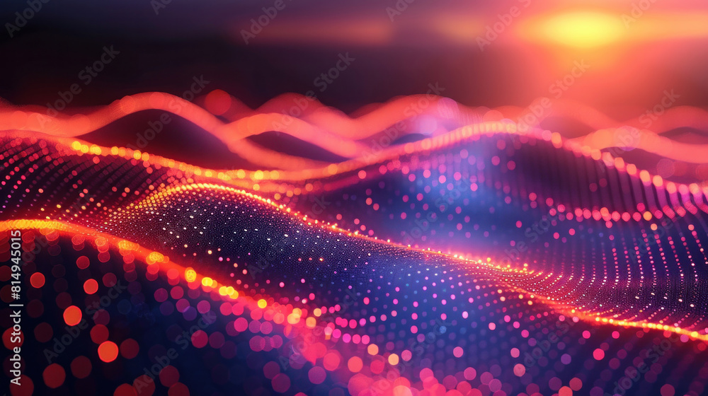 Digital realm, abstract dots connect with gradient lines and intricate waves, illustrating the sophisticated data connections powering smart cities. Digital realm, abstract dots connect with gradient lines and intricate waves, illustrating the sophisticated data connections powering smart cities.