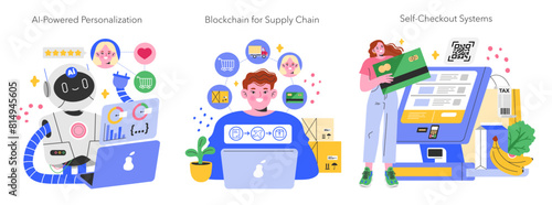 Retail Tech. Flat Vector Illustration