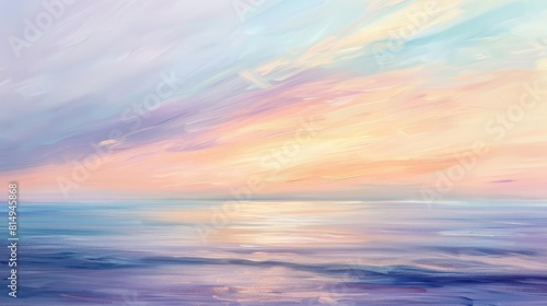 Soft pastel tones in serene seascape backdrop
