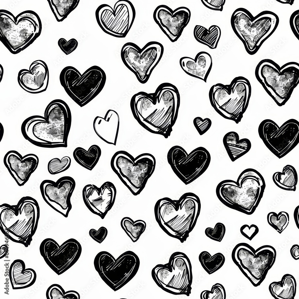 Heart doodle style seamless pattern background Heart doodle style seamless pattern background