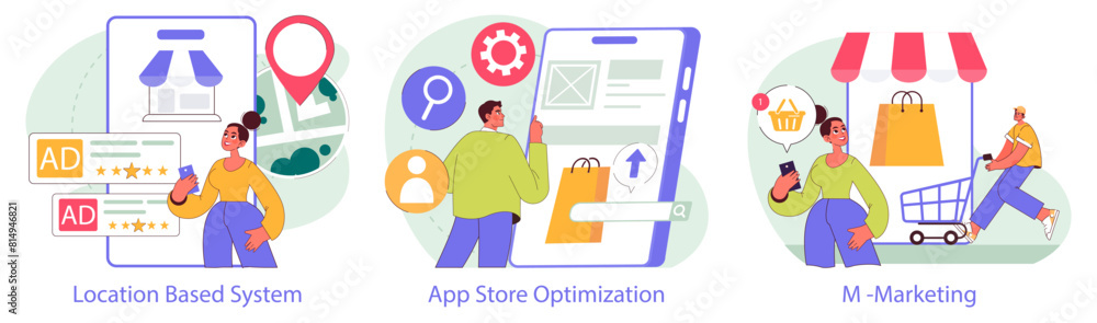 Mobile Marketing. Flat Vector Illustration Mobile Marketing. Flat Vector Illustration