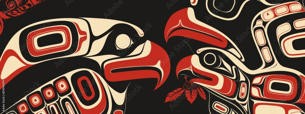 Obraz premium A woman wearing a headdress with feathers and a colorful background