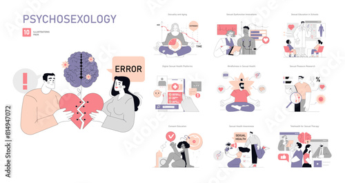 Psychosexology. Flat Vector Illustration