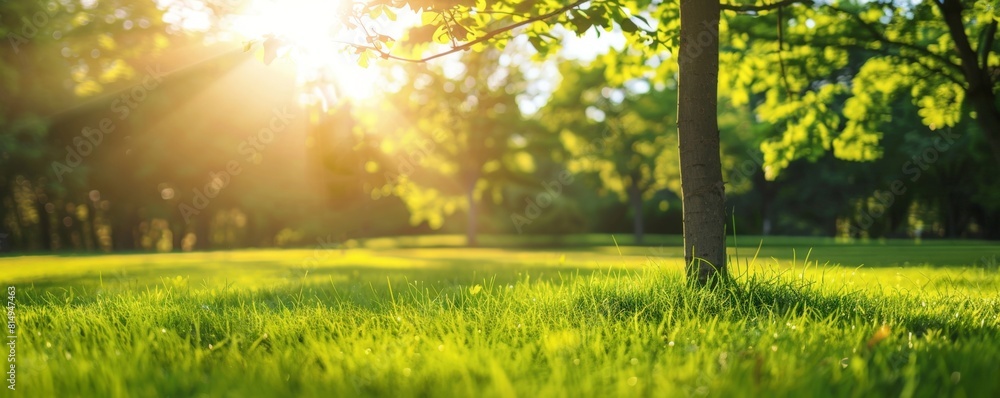 Sunlight Piercing Through Trees in Lush Green Park