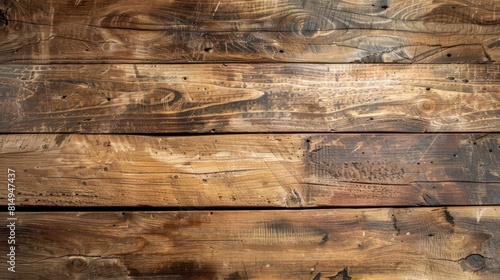 Overhead perspective of hand-scraped wood planks  creating a rustic and textured background 