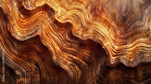 Panoramic background of sequoia wood grain, displaying majestic patterns and deep colors,