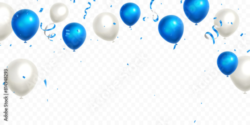 Celebration party banner with Blue balloons background. birthday, sale and promotion, party design element