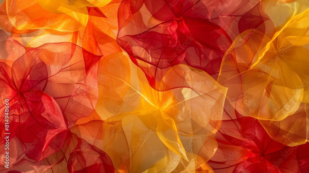 Dynamic composition with translucent petals in vibrant colors backdrop Dynamic composition with translucent petals in vibrant colors backdrop