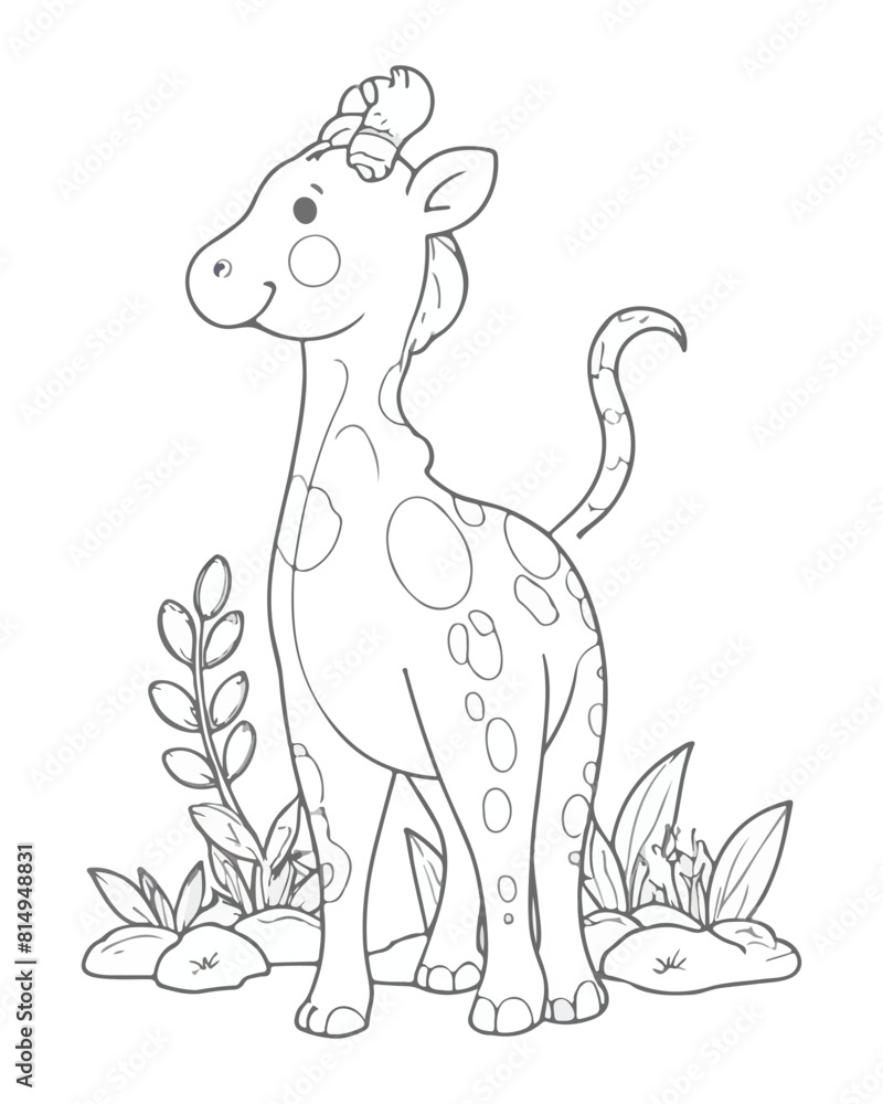 Fototapeta premium Animal Coloring Book Page For Kids