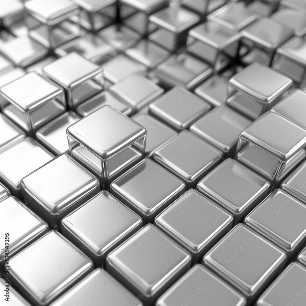 Fondo con detalle y textura de multitud de cubos metalicos de tonos plateados, con reflejos Fondo con detalle y textura de multitud de cubos metalicos de tonos plateados, con reflejos