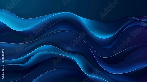 Smooth flow of wavy shape with gradient vector abstract background dark blue design curve line energy motion relaxing music sound or technology  photo