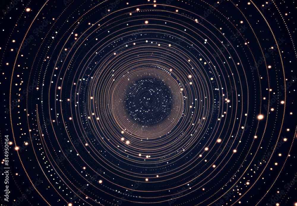 Obraz premium Abstract digital circles of particles with noise, futuristic circular sound wave, big data visualization, 3D virtual space VR cyberspace, crypto currency concept. Vector illustration.
