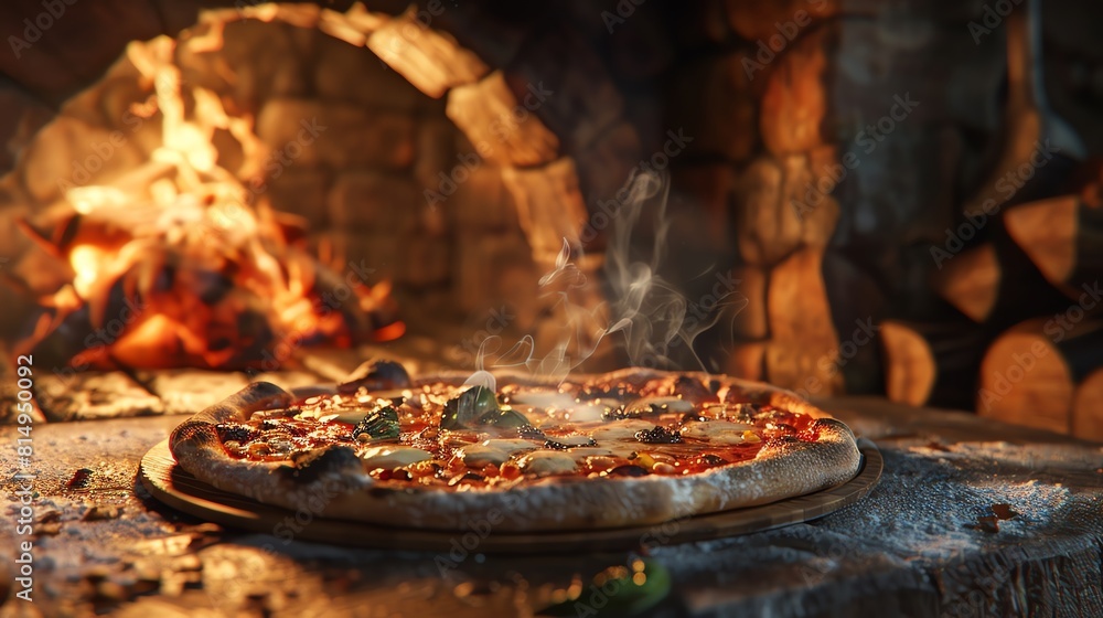 Homemade vegan pizza, bubbling cheese, rustic stone oven, warm evening light Homemade vegan pizza, bubbling cheese, rustic stone oven, warm evening light