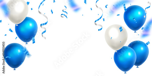 Celebration party banner background design colorful balloons. Color flying balloons isolated